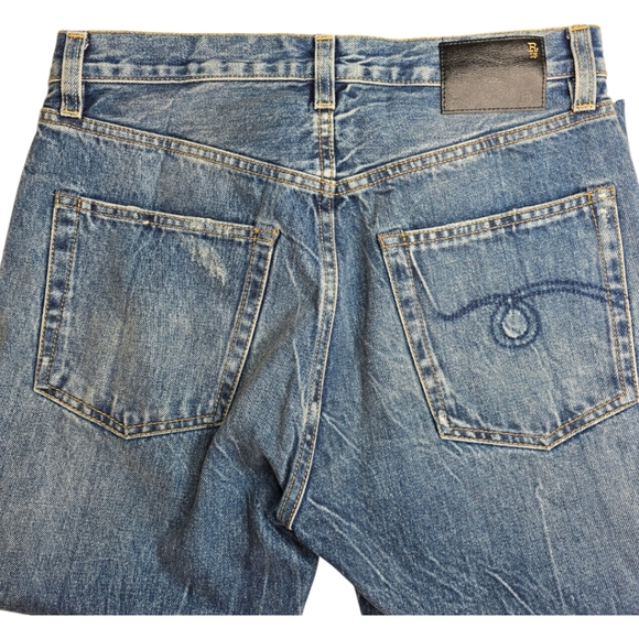 R13 Axl Leather-Cuff High-Rise Straight-Leg Jeans Size 27 - Picture 7 of 16